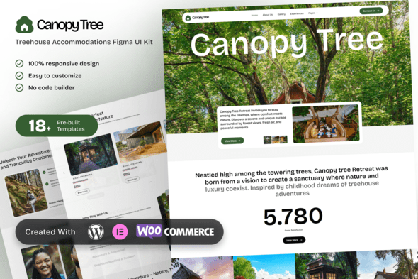 CanopyTree – Elementor Template Kit Treehouse Accommodations